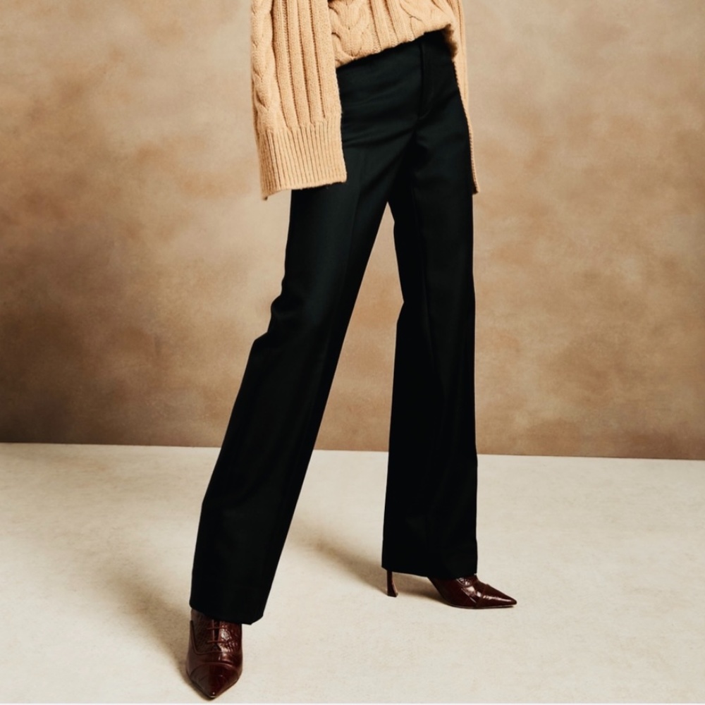 Banana Republic Martin Black Wool Wide-Leg Trousers Size 6